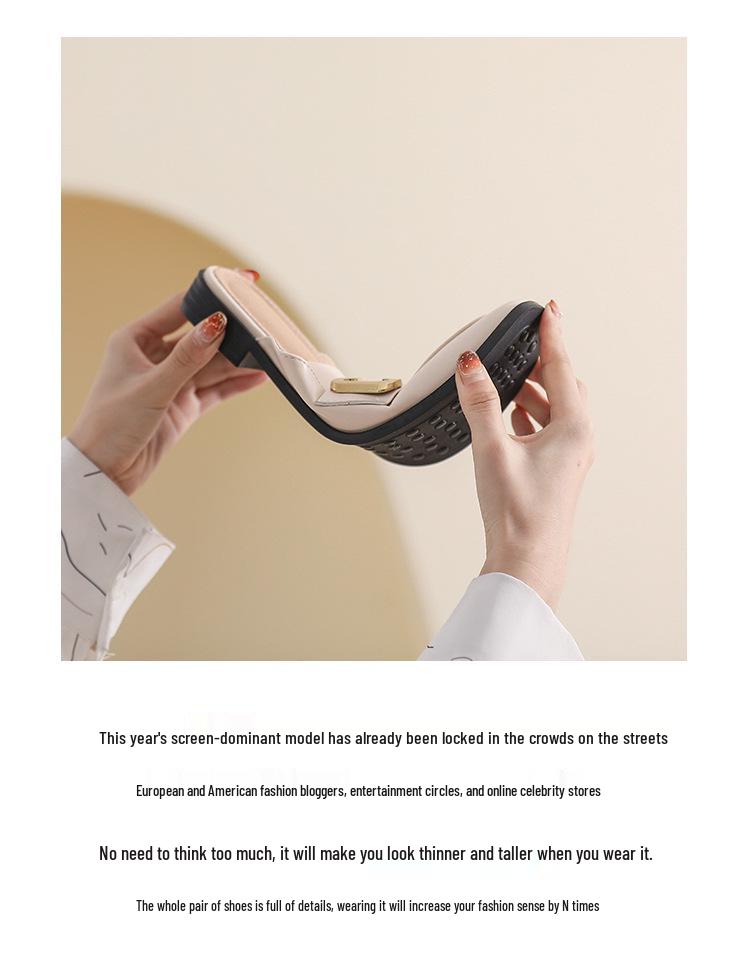 Weiwei Women's French-Style Closed-Toe Flat Mules - Retro Slip-On Slippers