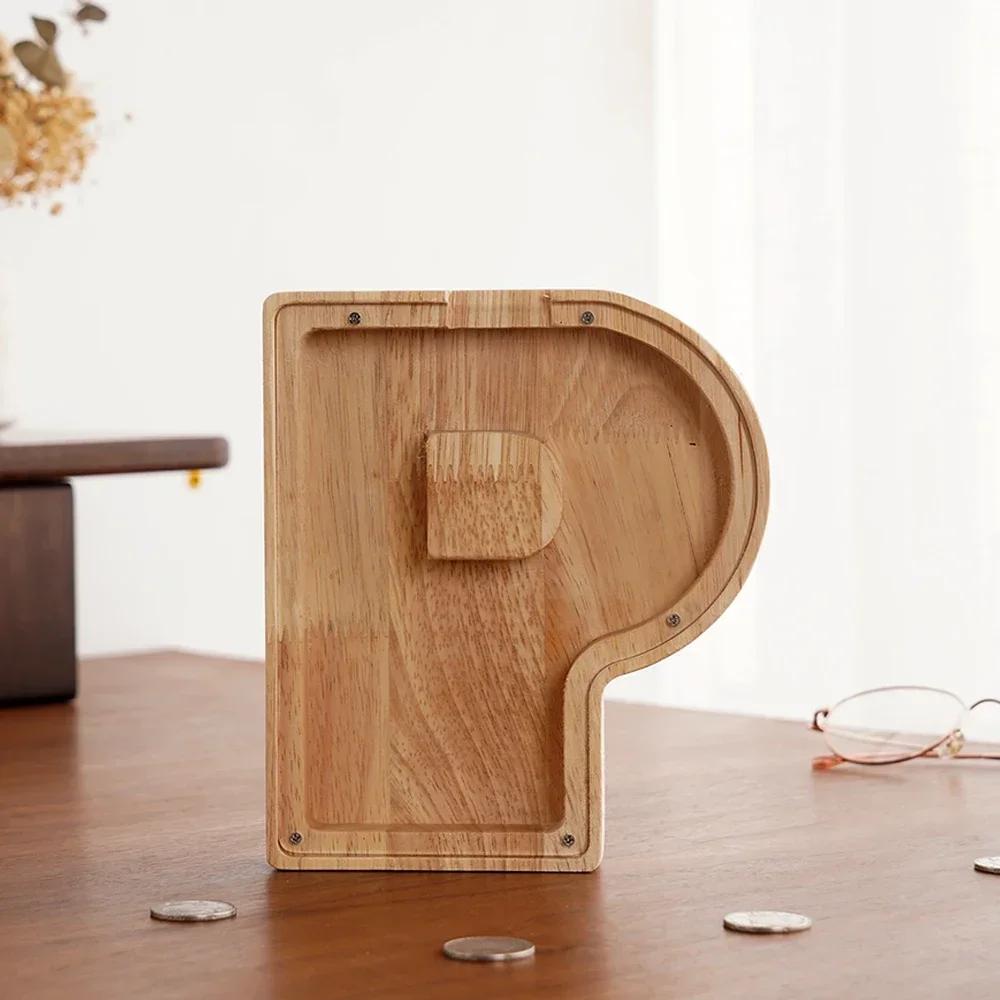 Wooden 26-letter English Letter Piggy Bank In Stock Children's Small Toy Storage Box Transparent Acrylic Piggy Bank Home Decor