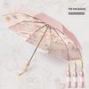 32-Rib Women’s Folding Umbrella: Dual-use for Sun & Rain, UV Protected, Colored Coating, Enlarged, Reinforced & Thickened.