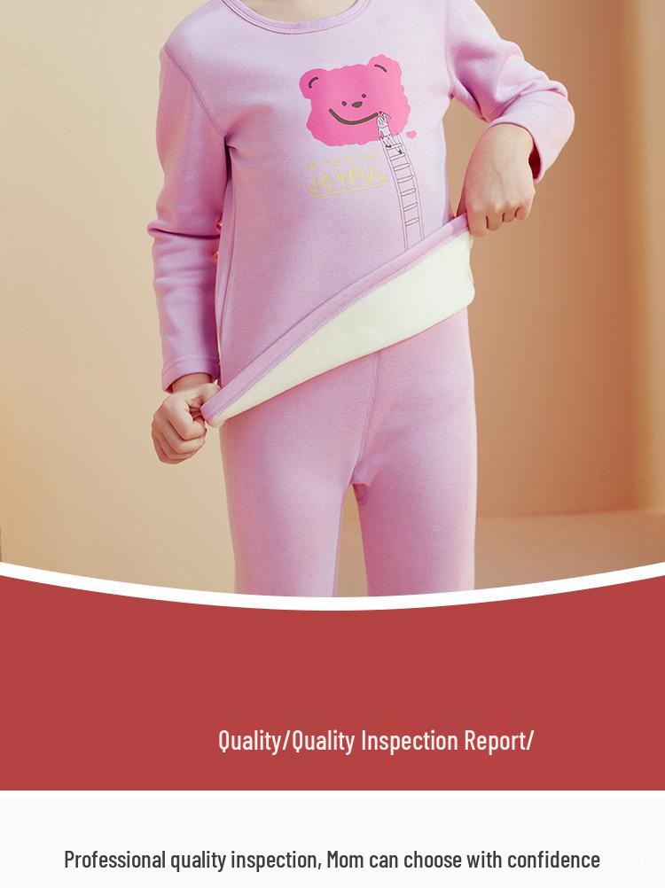 Kinder Extra Dicker Samt Thermounterwäsche Set für Jungen und Mädchen - Gemütlicher Winter Pyjama und Herbsthose