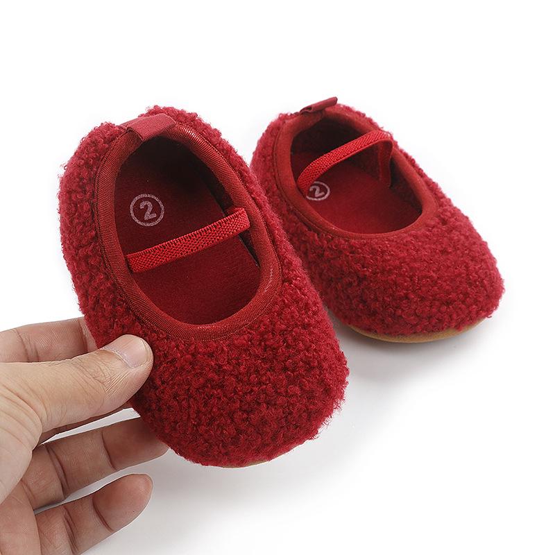 Warm Cotton Furry Baby Walking Shoes for 0-1 Year Olds - Indoor Autumn/Winter Wear
