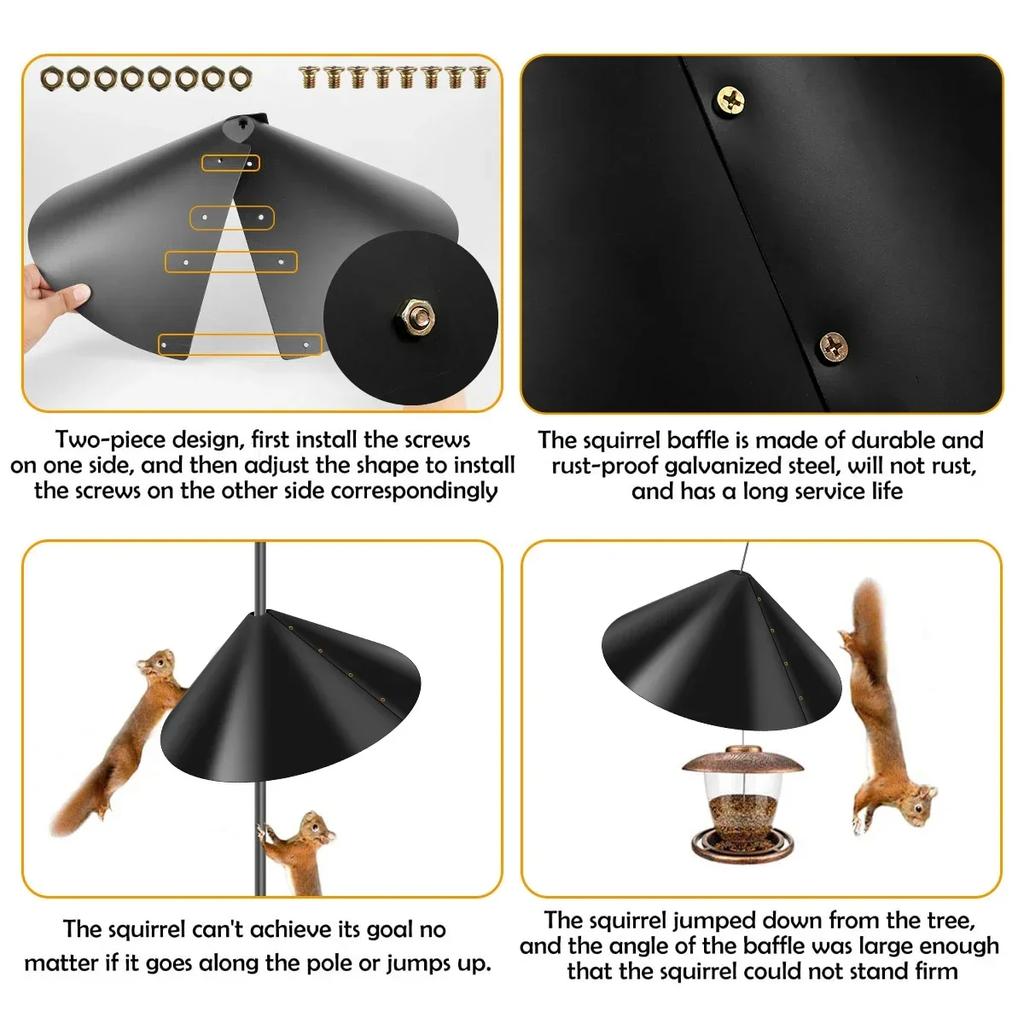12/18 Zoll Eichhörnchen-Schutzwand für Vogelfutterspender, Schutzfolie zum Aufhängen, eichhörnchensichere Schutzwand für Vogelfutterstangen und Vogelhäuschen