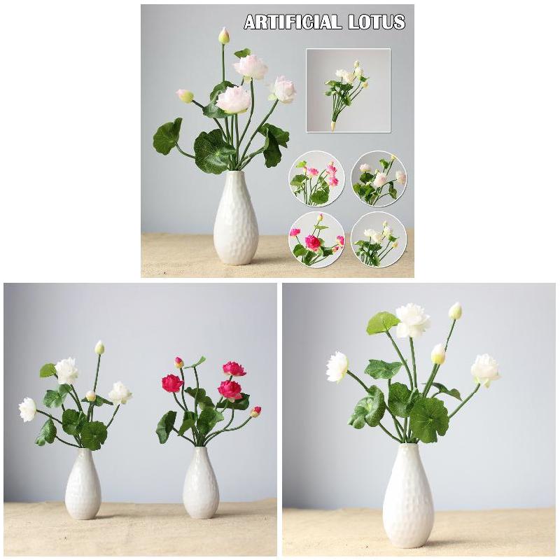 Sztuczny Fałszywy Kwiat Lotosu Elegancki Styl z Jasnymi Kolorami na Dekorację Świąteczną Domową na Imprezę