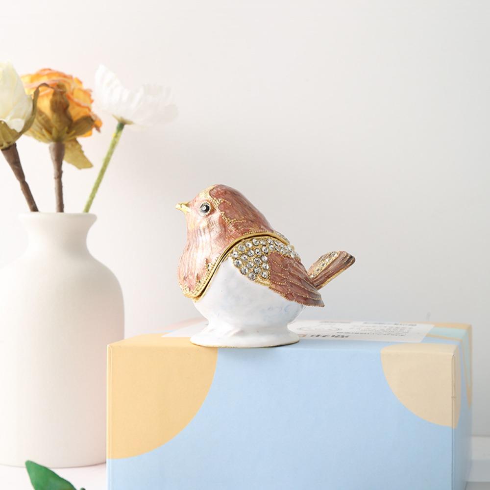 Animal Figurine Enamel Jewelry Box Ring Holder Trinket Organizer Jewelry Storage Box Desk Storage