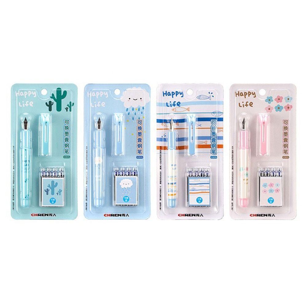 (1 Penn 4 Blekksekker 1 Pennhette) Utslettbar Fyllepenn 0,38 mm Blekk Skrivepenn Fyllepennsett Kontor