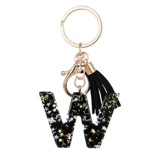 Lightweight Keychain Pendant, Sequins Star Letter A-Z Charm with Tassel, Gift Alphabet Initial Metal Keyring for Handbag Backpack Bag