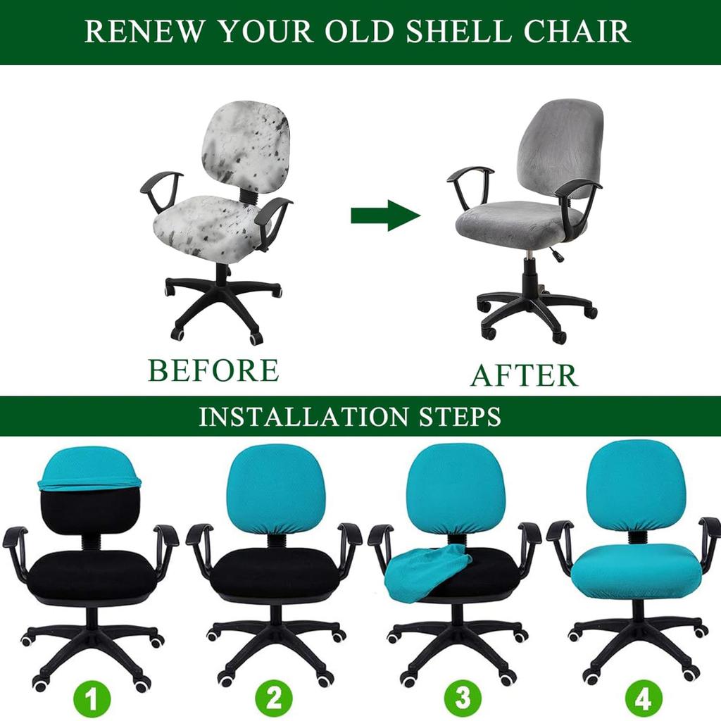 Stretch Elastic Velvet 2 Piece Universal Computer Chair Seat Cover Rotating Office Chair Slipcover