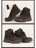 Men's Thick Fur-Lined Cowhide Winter Snow Boots with Steel Toe