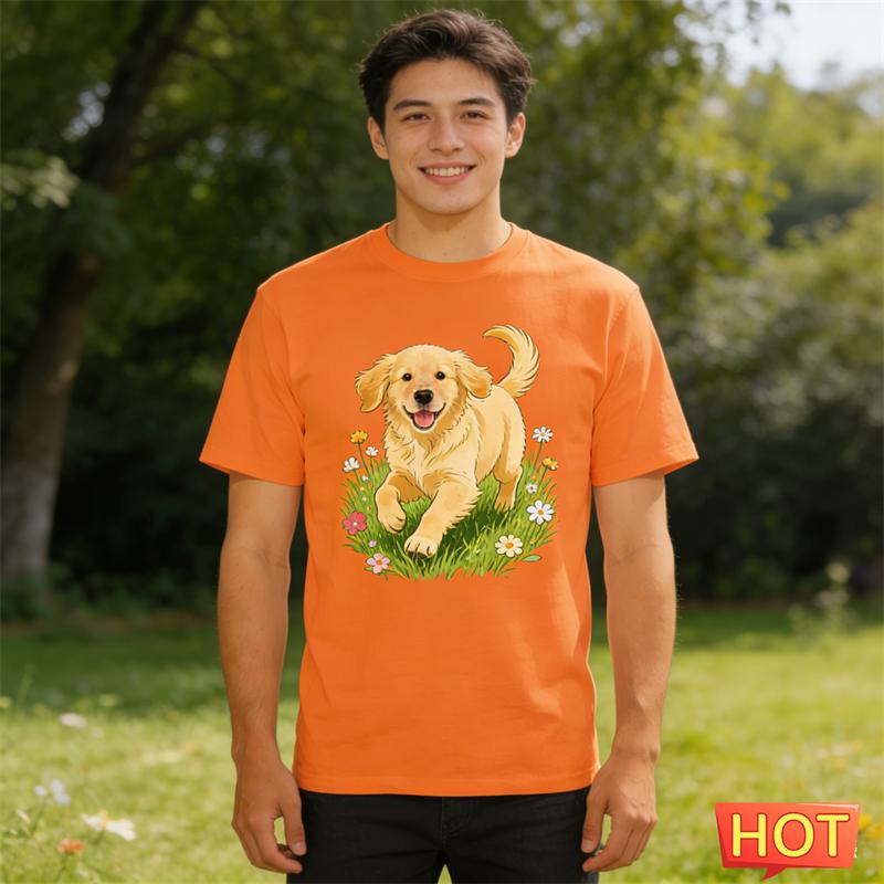 Funny Golden Retriever Graphic T Shirts For Men Summer Fashion Cute Dog 3D Printed T-shirts Casual Oversized Crew Neck Tees Tops