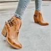 Female Autumn Winter PU Leather Cowboy Ankle Boots Buckle Women Wedge High Heel Booties  Punk Women Boots