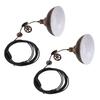 2 Set Vintage Industrial Plug in Pulley Pendant Light with 19.6ft Cord Bronze Dome Ceiling Light