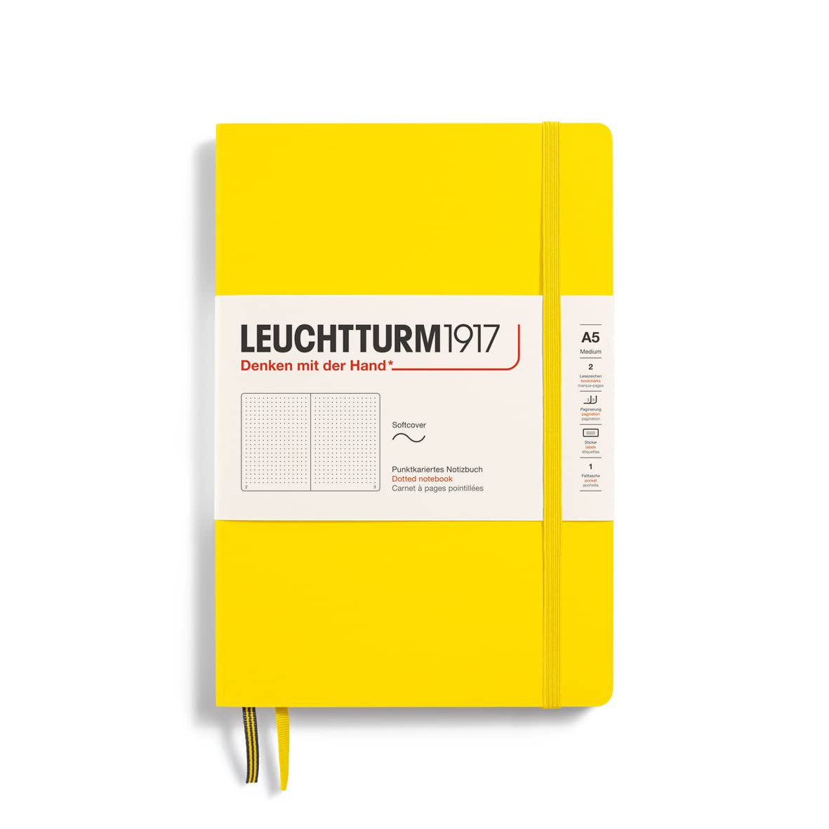 

Leuchtturm A5 Dotted Soft Officially Imported Notebook, Grid, Cover, Lemon, 362846, лимон