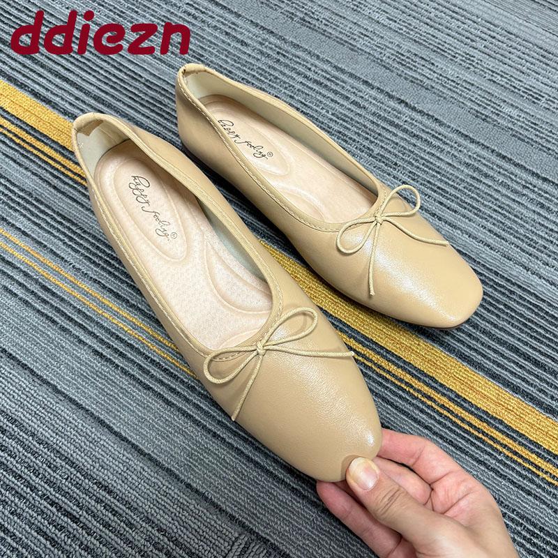 Fashion Fashion Butterfly-Knot Ladies Flats With Shoes Casual Female Soft Footwear Shallow Ballet Flats Slip On Shoes For Women