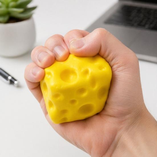 Cheese Stress Reliever Fake Squeeze Toy, Anxiety Relief Cube Sensory Shaped Toy Slow Rising Pinch Home Office Relaxation Tool Shape