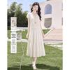 Elegant Embroidered Short Sleeve Mid-length Dress