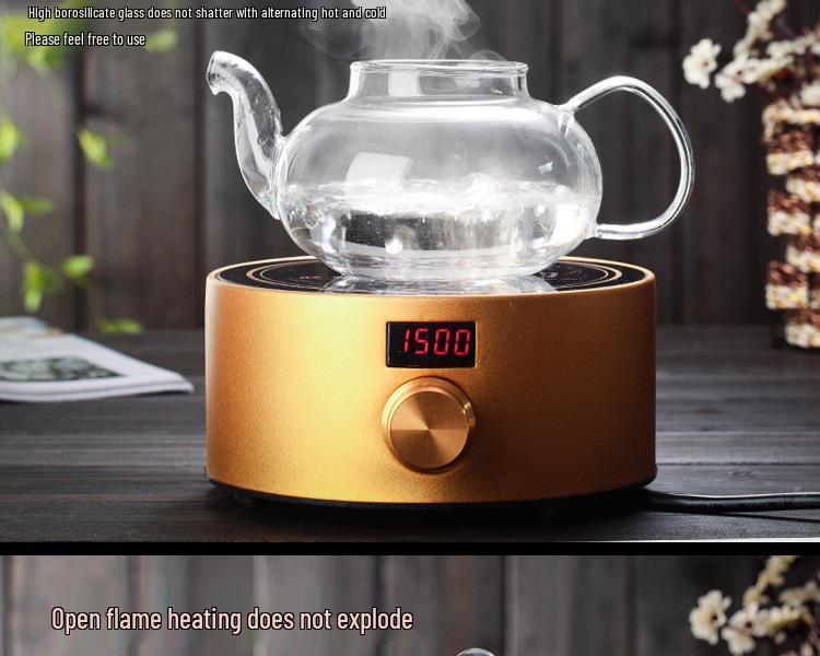 8-Piece Heat-Resistant Borosilicate Glass Tea Set with Flower Teapot – Perfect for Business Gifts
