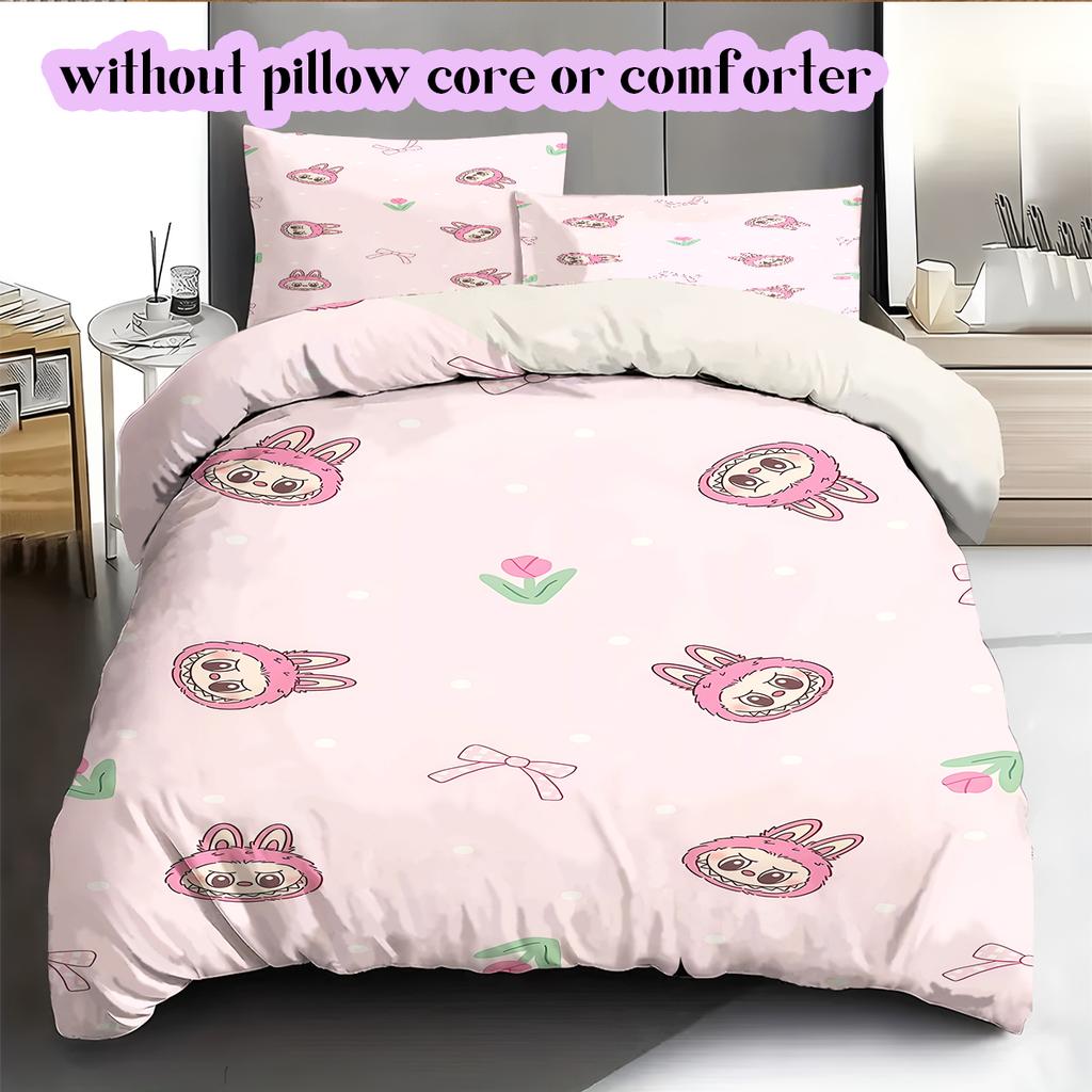 Cartoon characters Pattern Bedding Quilt Set Quilt Cover Pillowcase Home Decoration Birthday Gift (1 * duvet cover + 2 * pillowcase, without core)
