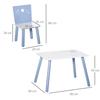 Children's Table and Chair Set, Wooden, for Drawing and Studying, Blue