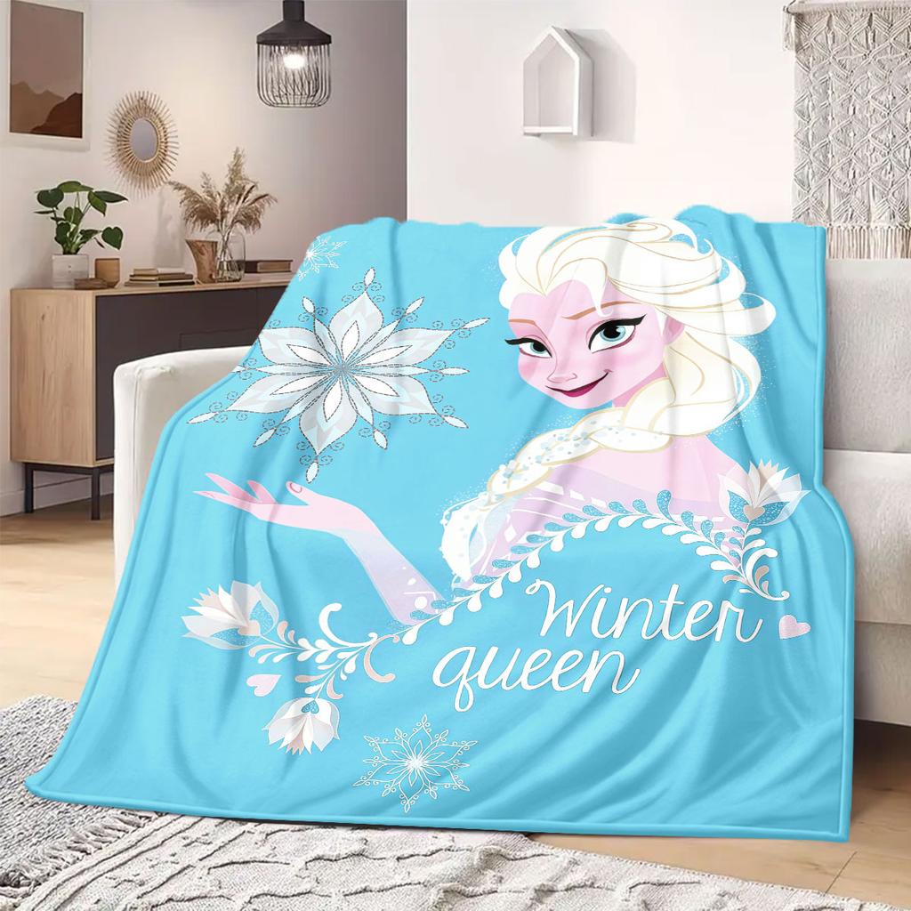 Frozen Cartoon Print Flannel Blanket for Bedrooms Chairs Picnics Travel Sofas Beds Home Decor Extra Large Gift for Kids