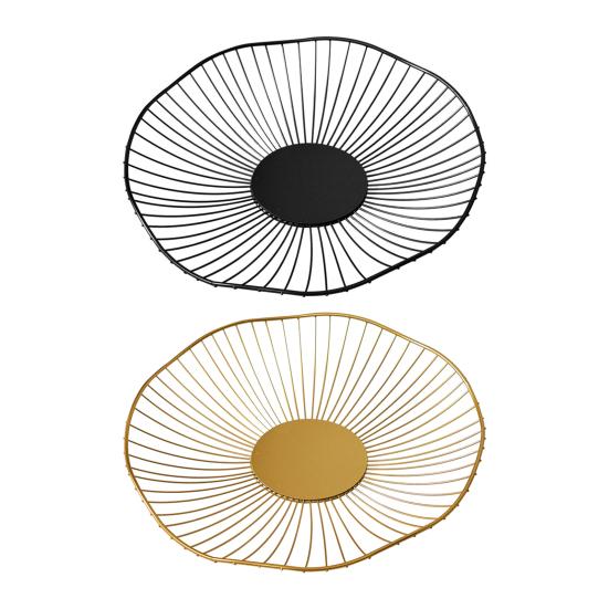 Household Fruit Plate Thickened Iron Fruit Bowl with Large-Capacity Draining Design for Kitchen Counter Anti-Rust Snack and Fruit Holder Tray Home