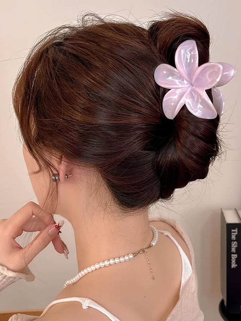 Flower Hair Claw Clips for Thick Hair,Strong Hold Nonslip,Hawaiian,Cute Large Marble Hair Clips,Banana Clip for Thin Hair