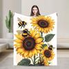 Bee and Flowers Flannel Blanket Adults Child Warm Bedding Throws Winter Home Decor Bedspread Sofa Bed Cover