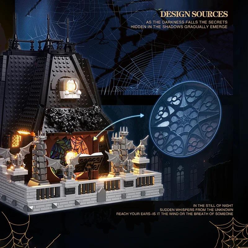 2419 PZ Mercoledì Addams Casa Blocchi da Costruzione Villa Oscurità Modello Mattoncini Decorazione Desktop Giocattoli Fai da Te Per Bambini Regali di Festa