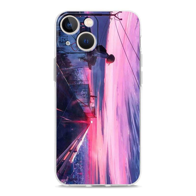 

Роскошный прозрачный чехол для телефона iPhone 15 14 13 12 11 Pro Max XS X XR 7 8 Plus прозрачный противоударный чехол аниме девушка арт пейзаж iPhone 15 Pro