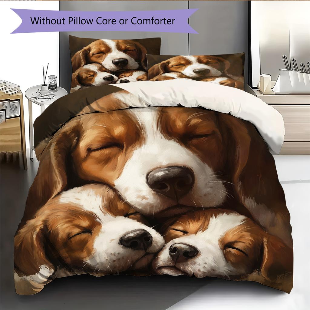 Beagle Pattern Bedding Home Decoration Birthday Gift (1 * Duvet Cover + 2 * Pillowcase, Without Core)