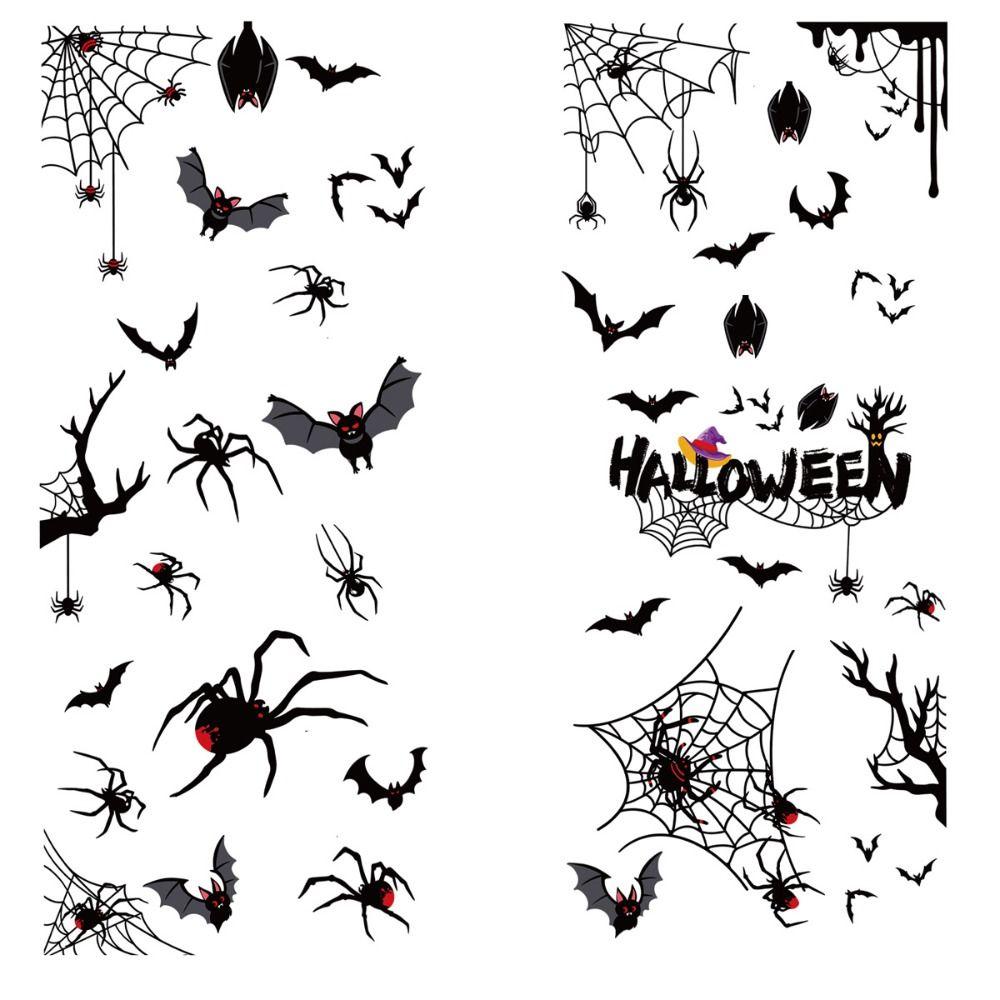 Static Halloween Stickers Black Scary Sticker Creative Spider Bat Decals  Smooth Surface