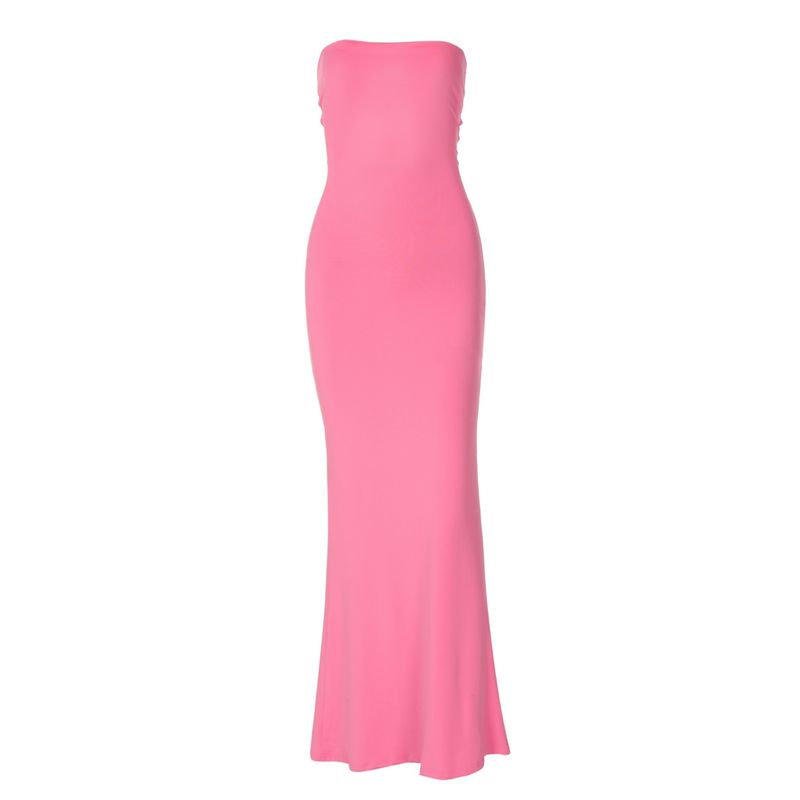 2024 Western Style Sexy off-Neck Tube Top Dress Women Rope Backless Long dress Tie Rope