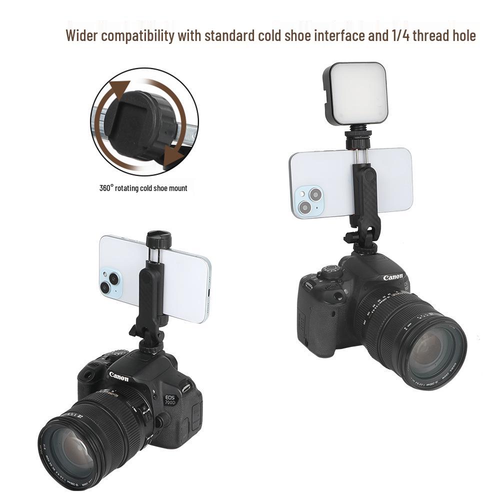 Versatile Rotating Phone Clip: Attach To Camera Cold Shoe for Horizontal/Vertical Use with Fill Light, Monitor, Speaker, Etc.