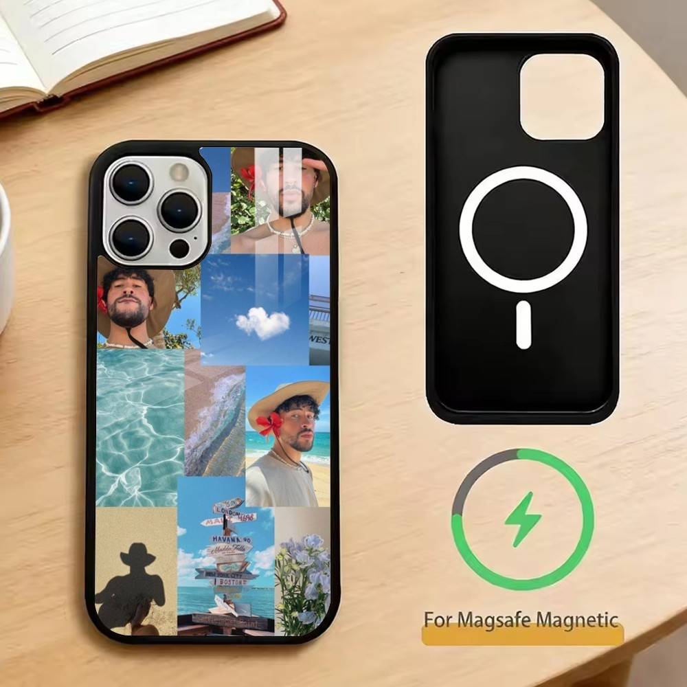 

Bad Bunny Phone Case For iPhone17,16,15,14,13,12,11 Plus,Pro Magnetic For Magsafe Wireless Charging iphone16e