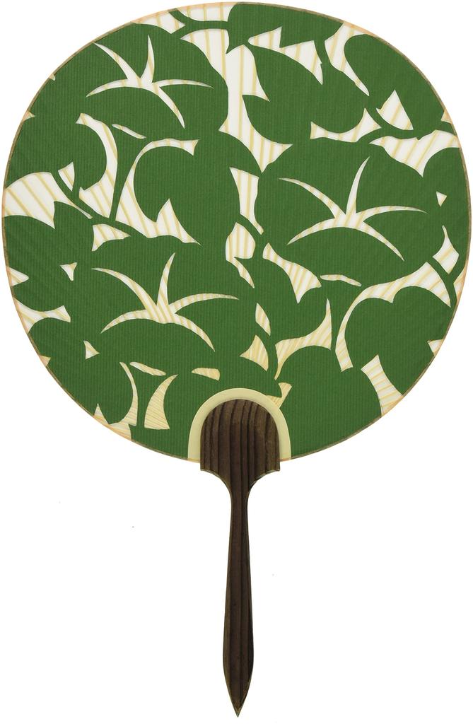 Shiomi Uchiwa Made in 25cm x 37cm Fan, Japan, Chiyo-me (Green), Single-Sided Openwork, 2101,