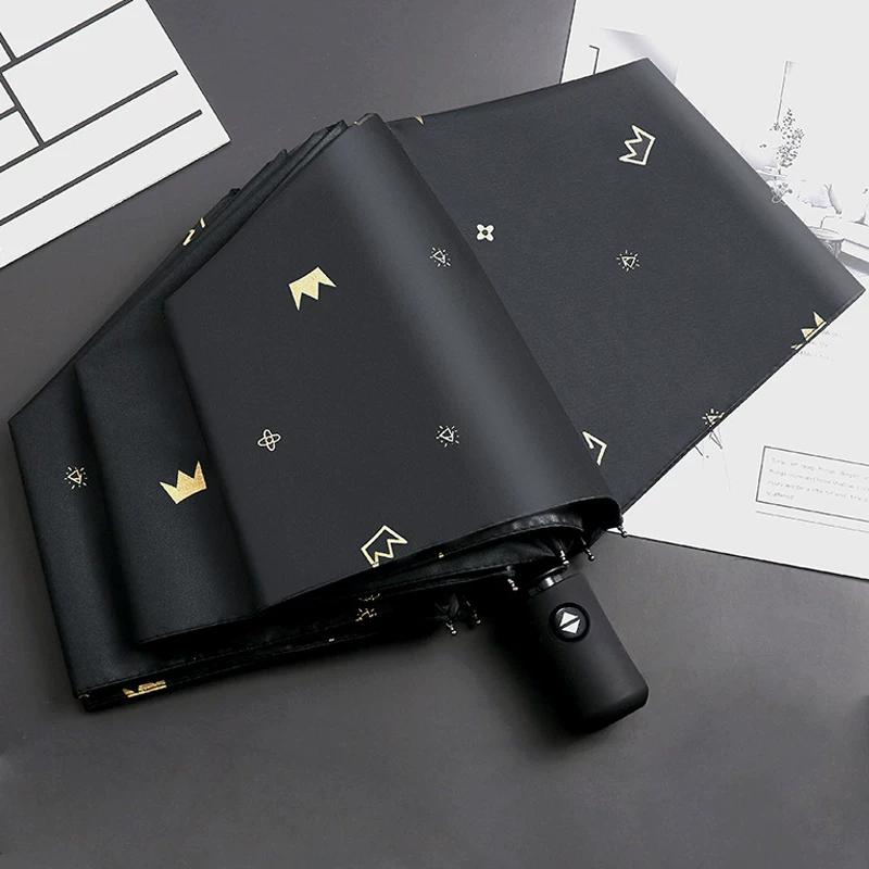 Full-Automatic Rain and Rain Dual-Use Umbrella Female Student School Special Sun Umbrella UV Black Sun-Proof UV Protection