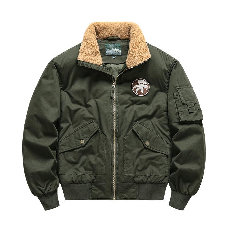 Winter Men's Fleece Cargo Jacket Top Men's Flight Suit Plus-size Coat Men