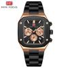 Top luxus s krabičkou MINI FOCUS Hodinky Čtvercové pánské hodinky Vodotěsné námořní hodinky Multifunkční pánské Quartz hodinky s ocelovým páskem