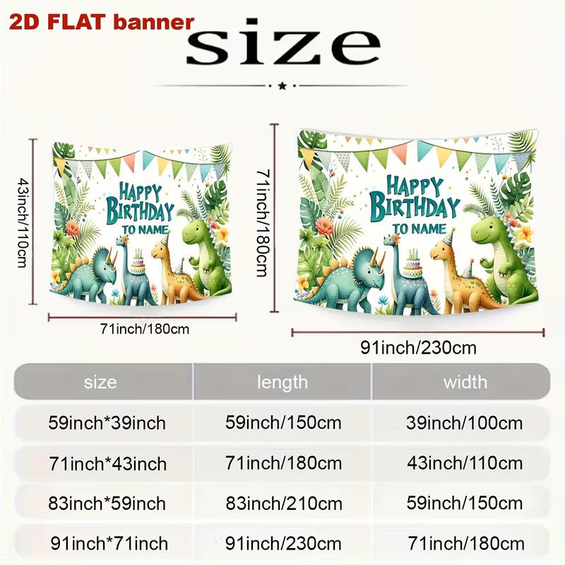 Personalized Dinosaur Happy Birthday Backdrop, Jungle Cartoon Dino Background Banner for Kids Party Photoshoot