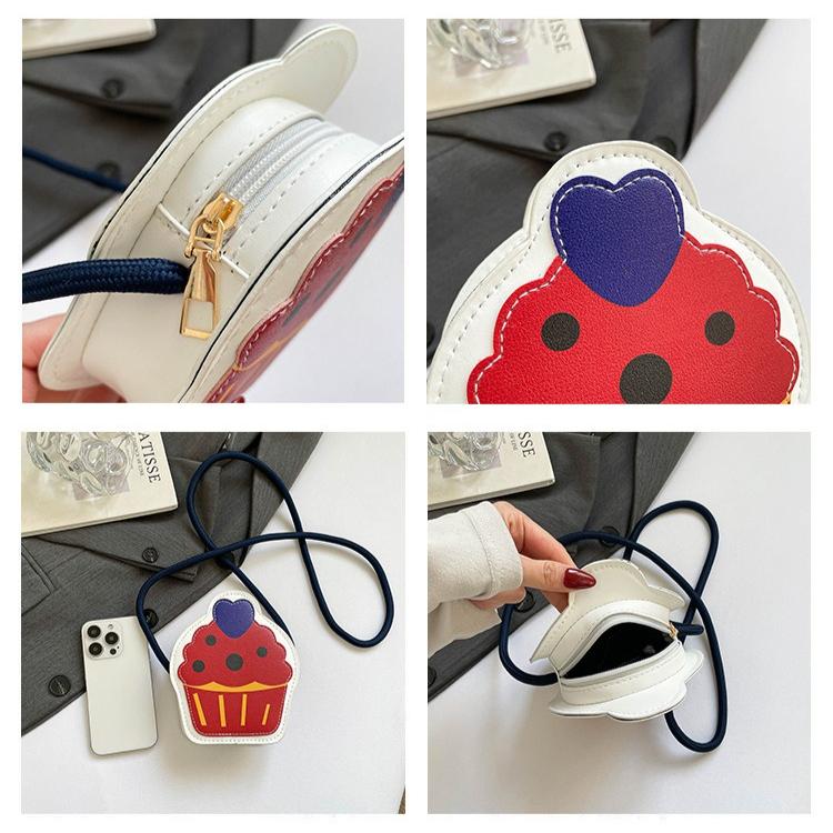 Cute Cupcake Crossbody Bag for Women Cartoon Cake Shape Mini Shoulder Bag Kawaii Coin Purse Small Messenger Bag Kids Girls Novelty Handbag