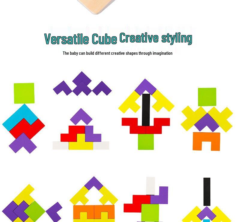 Kids' Wooden Tetris Shape Matching Puzzle Blocks for Early Learning