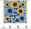 Bathroom Curtain And Rug Set, Sunflower Pattern Printed On Shower Curtain And Bath Mat Set, Designed For Farmhouse Contemporary