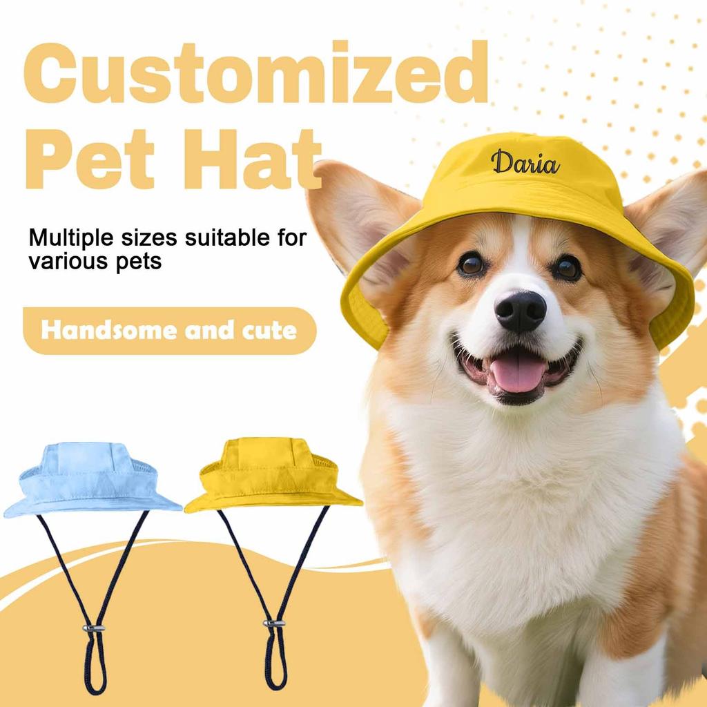 Personalized Custom Embroidered Pet Name Sun Hat Spring And Summer Outdoor Hat Pet Cat Dog Sun Hat Small Dog Sun Hat