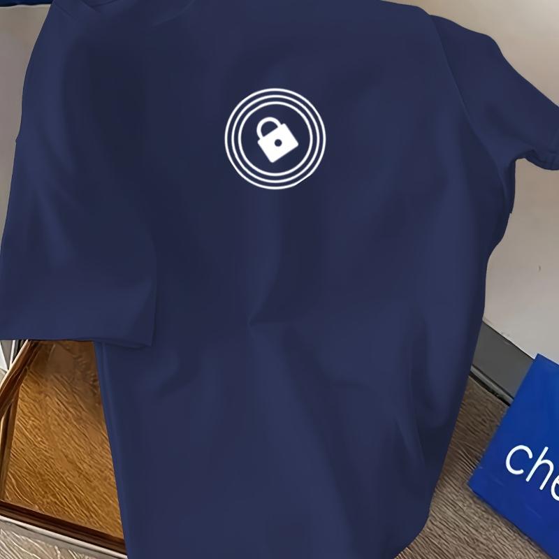 

Lock Icon Minimal Print T-Shirt,Lightweight T-Shirt Breathable Cool, Comfortable Wear XXL белый