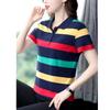 Women's Summer Tops Strip Tees Sexy Vintage Short Sleeve 5XL Polo T-Shirts Loose Casual Boho Tees