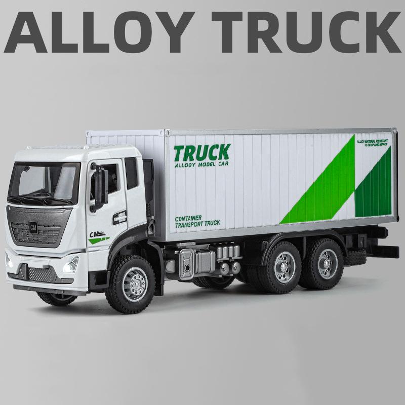 1:32 Container Transport Legering Miniatuur Vrachtwagen Model Diecast Metaal Schaalmodel Auto GeluidLicht Collectie Kinder Speelgoedauto Cadeau