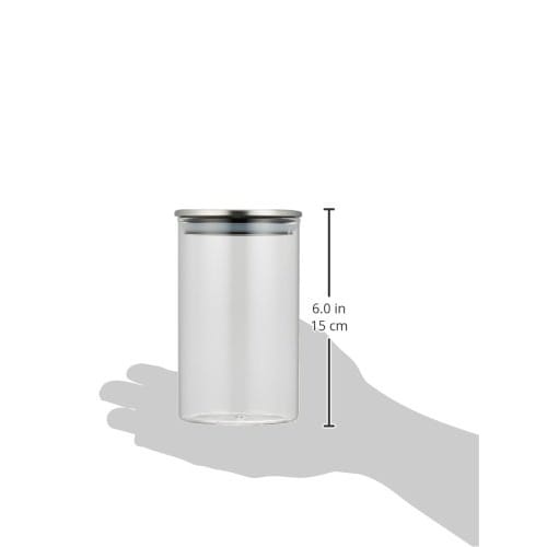 CASUAL PRODUCT Standard Glass Canister with Stainless Steel Lid, 600ml, 576867, Heat-Resistant Glass
