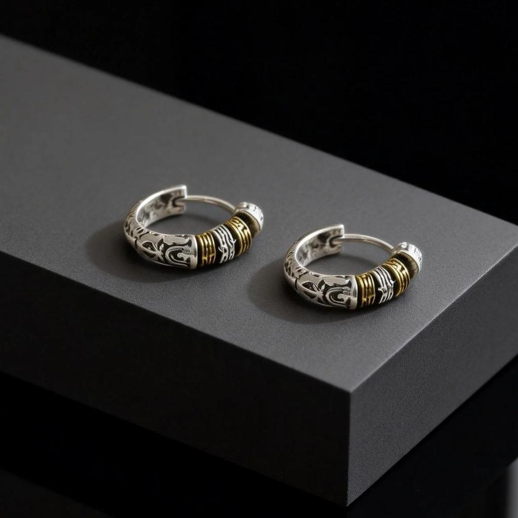 Creative Unique Design Textured Metal Chunky Hoop Earrings for Men Fashion Hiphop Party Piercing Jewelry Gifts