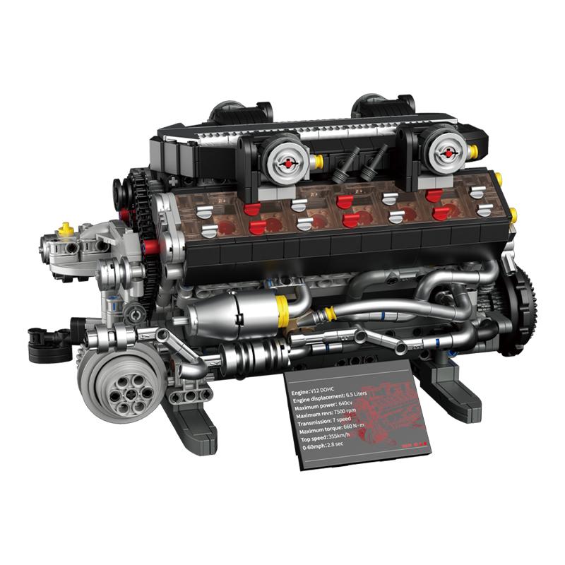 Nový 1400+ ks Motorizovaný simulační model motoru V12 Stavebnice MOC Technické stavebnice Hračky Svátky Dárky pro Děti Dospělé Chlapce