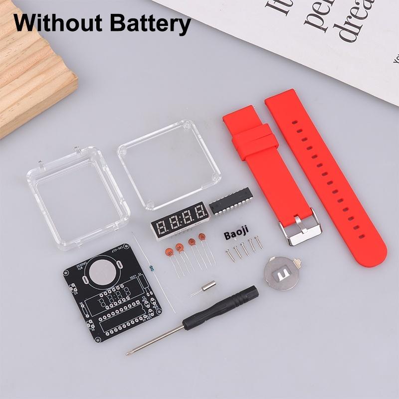1Set Diy Electronic Watch Kit Led Digital Tube Display Creative Soldering Project Transparent Case Diy Kit (Without Battery)