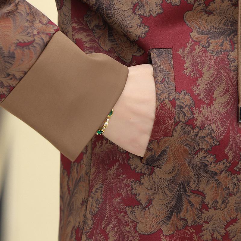 Stylish Floral Slimming Jacket for Middle-Aged Women - Spring & Autumn